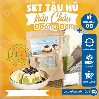 Set Tàu Hũ Trân Châu Đường Đen Tự Nấu (20 - 25 Chén) Tặng Kèm Công Thức Nấu Và Matcha - GÓC CỦA MẸ