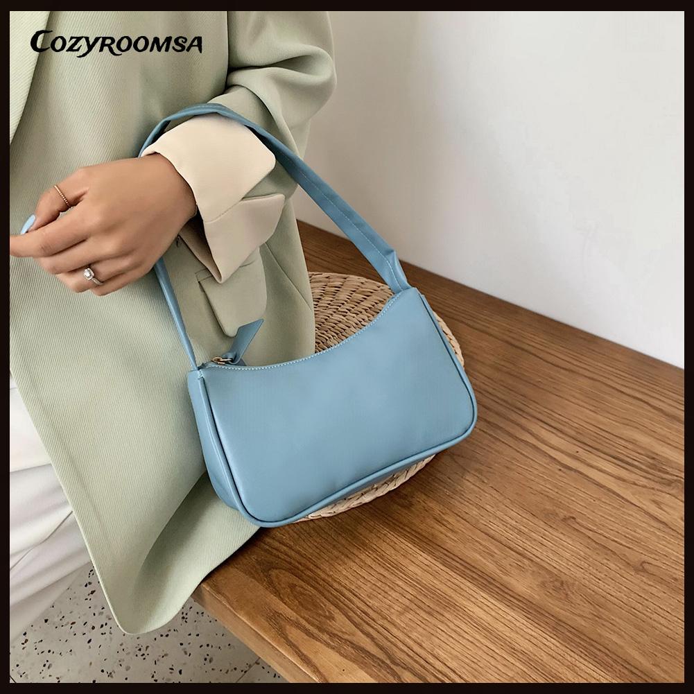 Túi xách da PU mềm màu trơn thời trang cho nữ