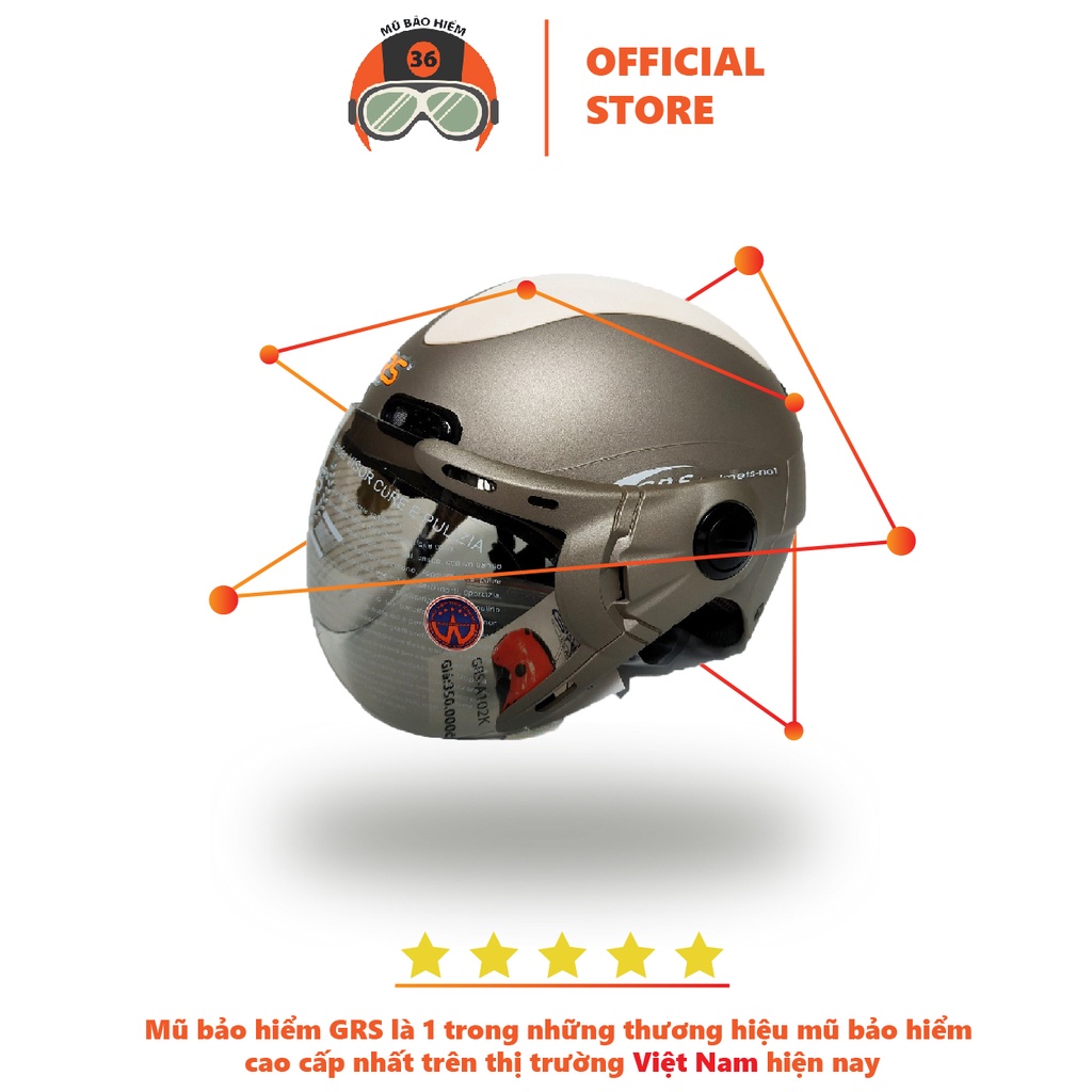 Mũ bảo hiểm nửa đầu GRS A102K nhiều màu