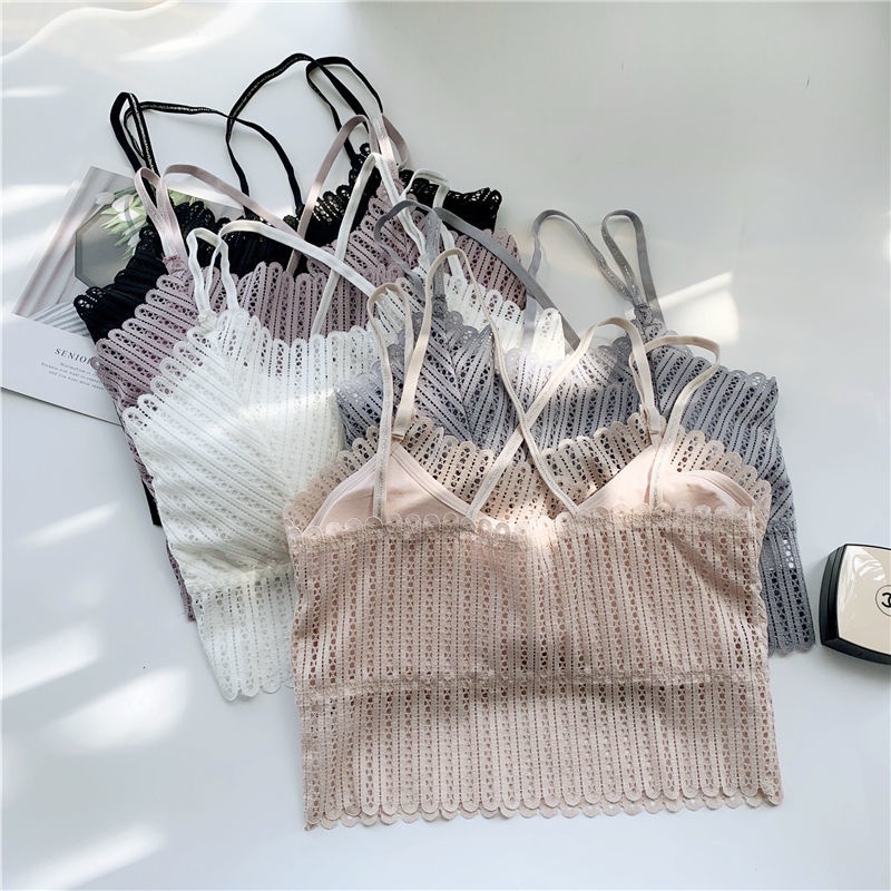 Áo Lót Thể Thao Nâng Ngực Không Gọng Phối Dây Đan Chéo Lưng Quyến Rũ Cho Nữ