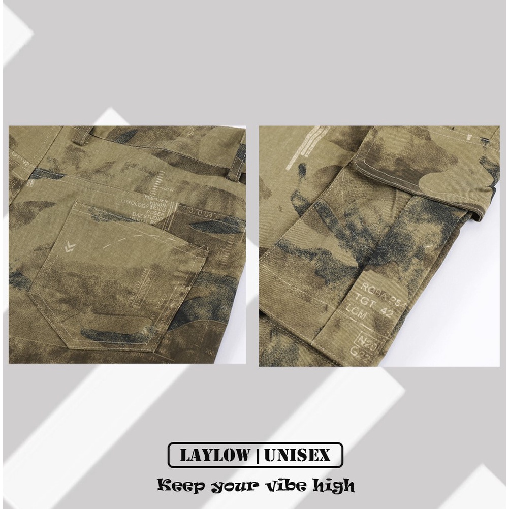 Quần Dài Kaki Túi Hộp Rằn Ri Nam Nữ Thời Trang Đường Phố Cao Cấp, Cargo Pants streetwear LAYLOW Unisex