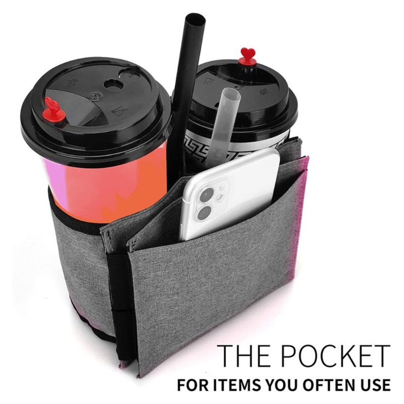 RUNNY Luggage Travel Cup-Holder Free Your Hand Drink Caddy-Can Hold Two Coffee-Mug for Airplane-Gift Flight Attendant-Tr