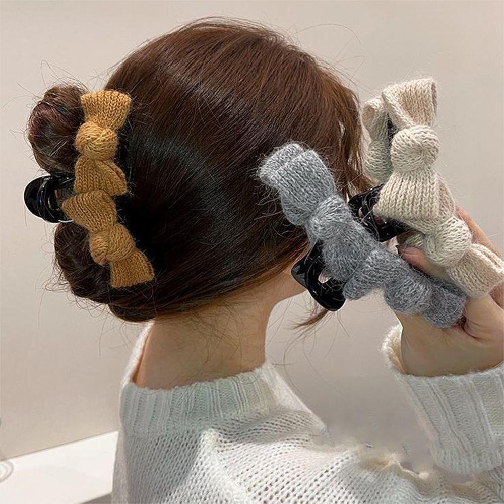 Kẹp Tóc Hình Nơ / Cá Mập Bằng Len Thời Trang Thu Đông Xinh Xắn Cho Nữ WMES15H