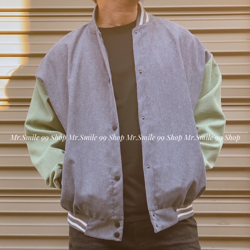 Áo khoác Nam Bomber nhung tăm Nam Nữ Unisex Form Rộng Oversize Cao cấp Phong Cách Hàn quốc Street Style Mr.Smile 99 Shop