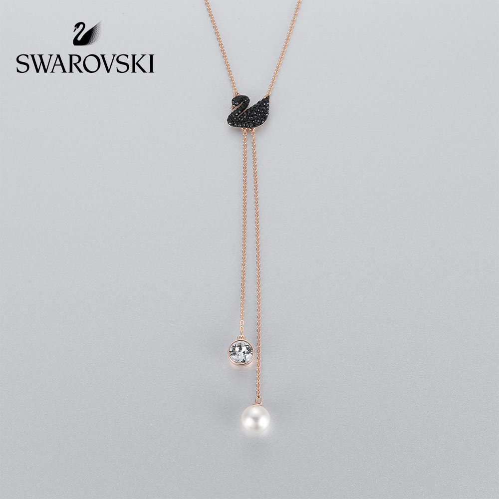 Dây chuyền Swarovski thiên nga đen đính đá pha lê kiểu dáng thời trang dành cho nữ