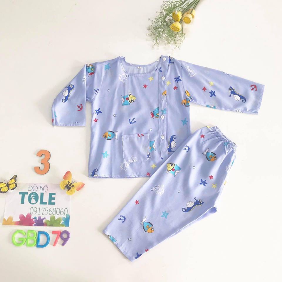 Đồ bộ bé vải tole lanh loại 1 (7-9kg)