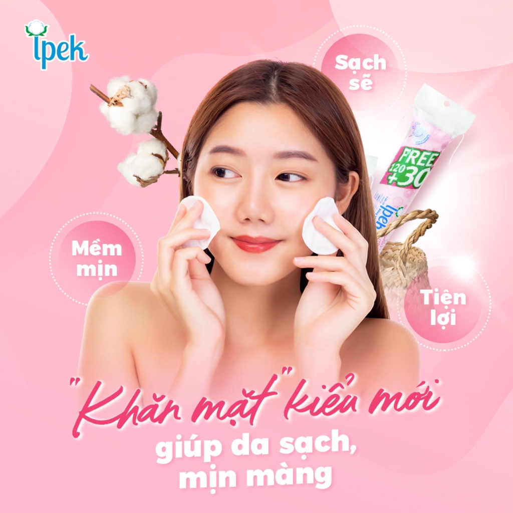 Bông Tẩy Trang Ipek Chính Hãng Loại 150 Miếng - Mềm Mại, An Toàn Cho Da - Lee Bangkok