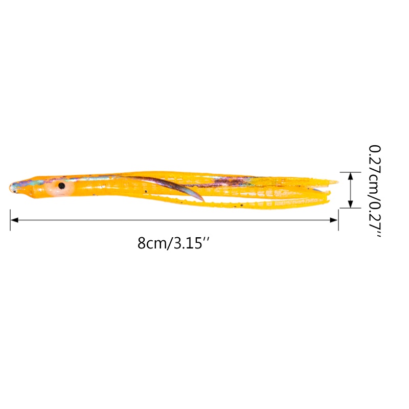QQ Bộ 10 Mồi Mực Giả Câu Cá Mềm Kèm Móc Câu 2 Màu