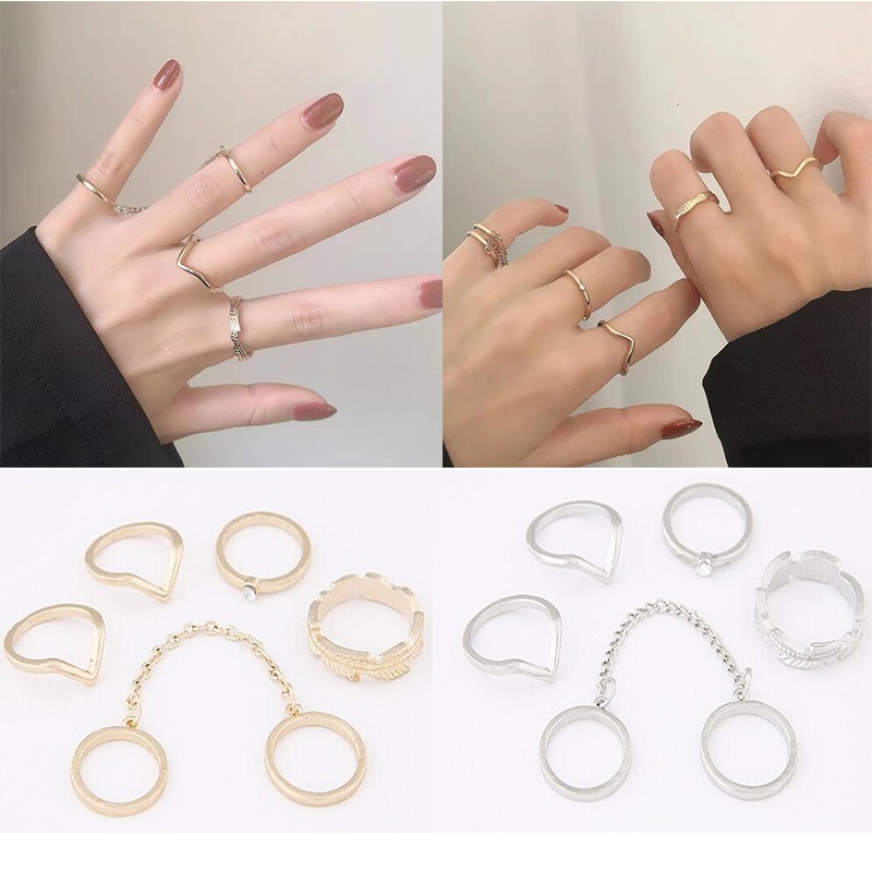 Bộ 6 Nhẫn Đeo Tay Kiểu Dáng Thời Trang Sang Trọng Cho Nữ