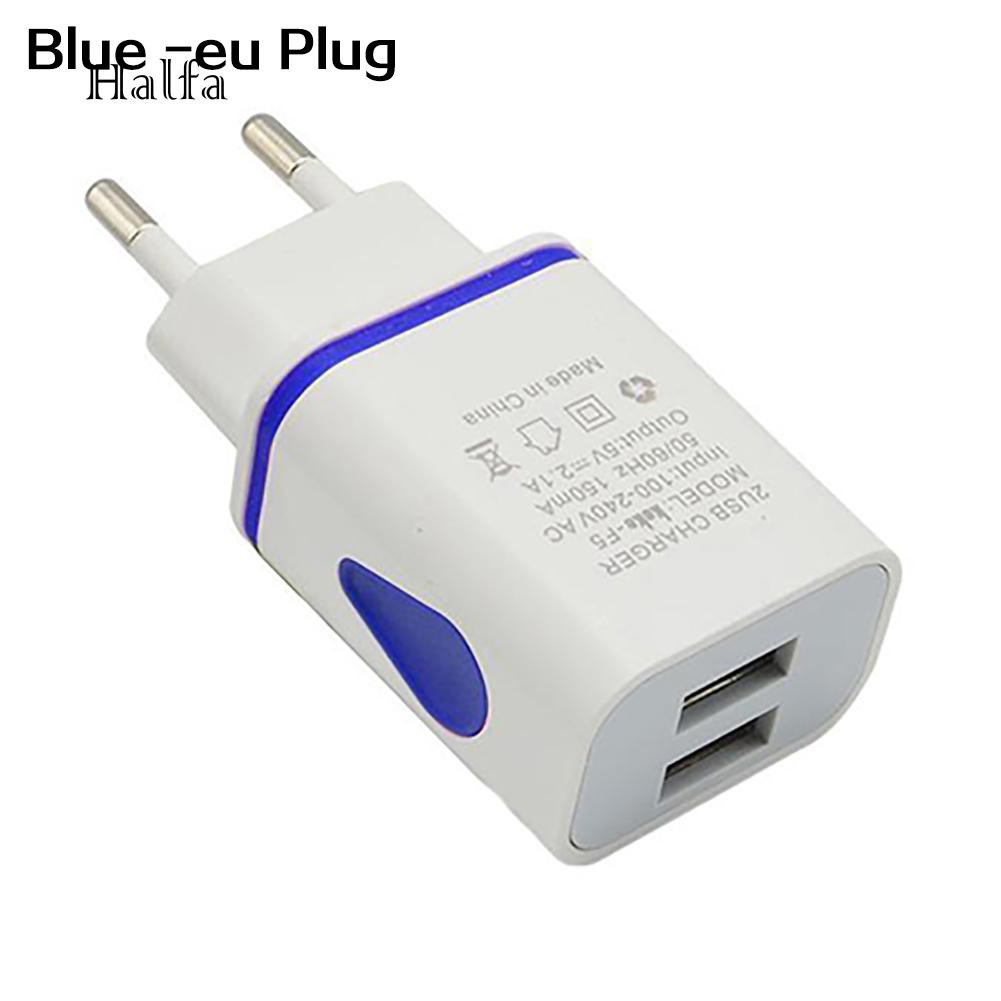 Củ sạc cắm tường 2 cổng kết nối USB điện áp 5V 2.1A tích hợp đèn LED | BigBuy360 - bigbuy360.vn