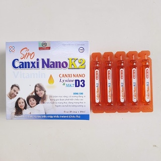 Hộp 20 ống - Siro canxi ống cho trẻ từ 0 tháng tuổi bổ sung Vitamin D3 K2 MK7 - Siro CANXI NANO K2 - AQUAMIN F