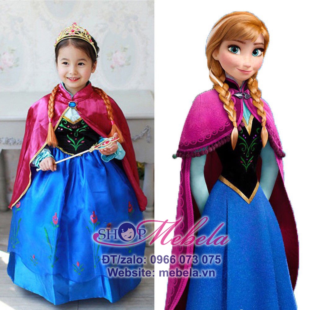 Váy đầm công chúa Anna kèm áo choàng ngắn cho bé 14-28kg