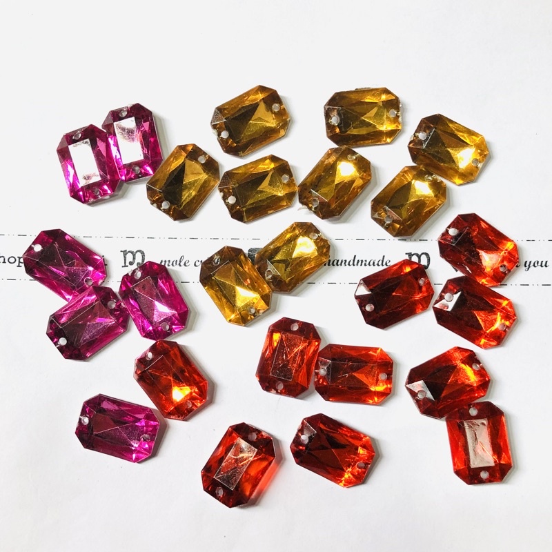 10 Chữ Nhật Nhựa Giả Tinh Thể Đá 14x18mm