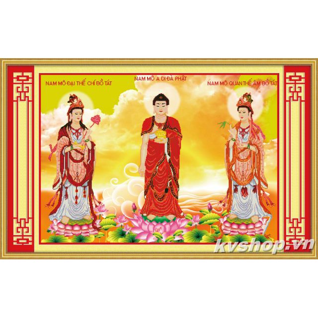 Tranh Thêu Chữ Thập Tam Thế Phật 222778-114x84cm