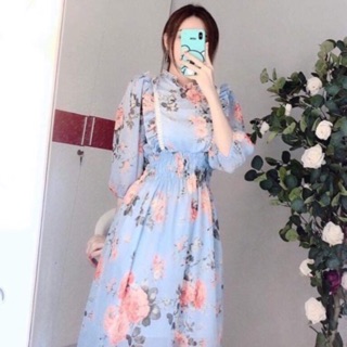 Đầm voan hoa tiểu thư phối ren, hình thật, chat chọn màu ❤ 🌺