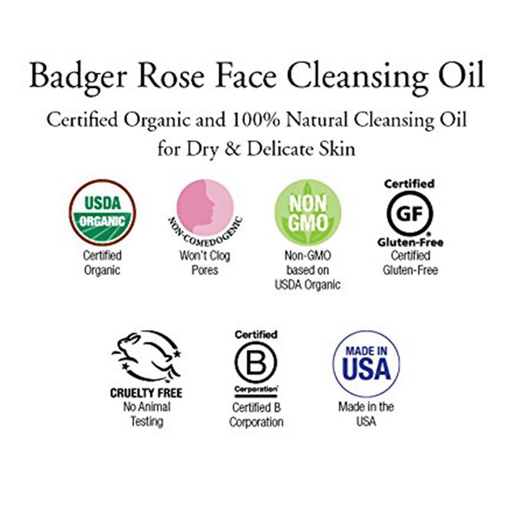 Dầu Rửa Mặt Tẩy Trang Hữu Cơ BADGER - Damascus Rose Cleansing Oil - 59.1ml [USDA Organic]