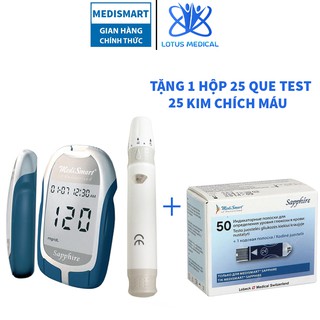 Máy đo đường huyết medismart - máy đo tiểu đường tặng kèm 25 que thử và 25 kim chích