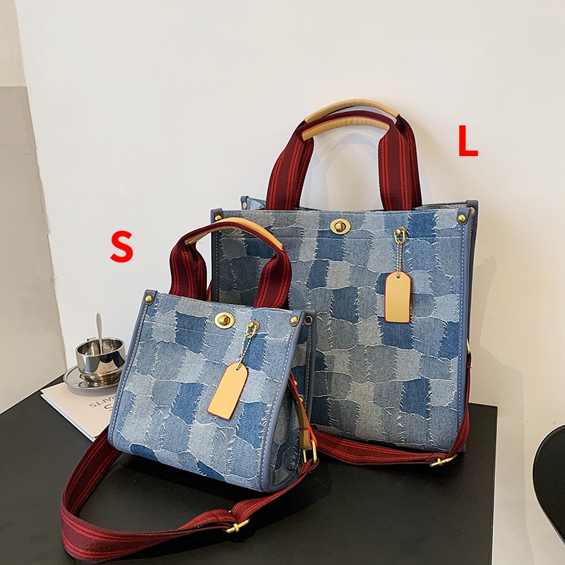 Túi Tote Xách Tay Đeo Vai Chất Liệu Denim Kích Thước Lớn 2022 Mới Dành Cho Nữ