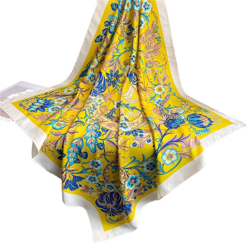 Khăn turban lụa vuông choàng cổ thanh lịch size 90x90cm