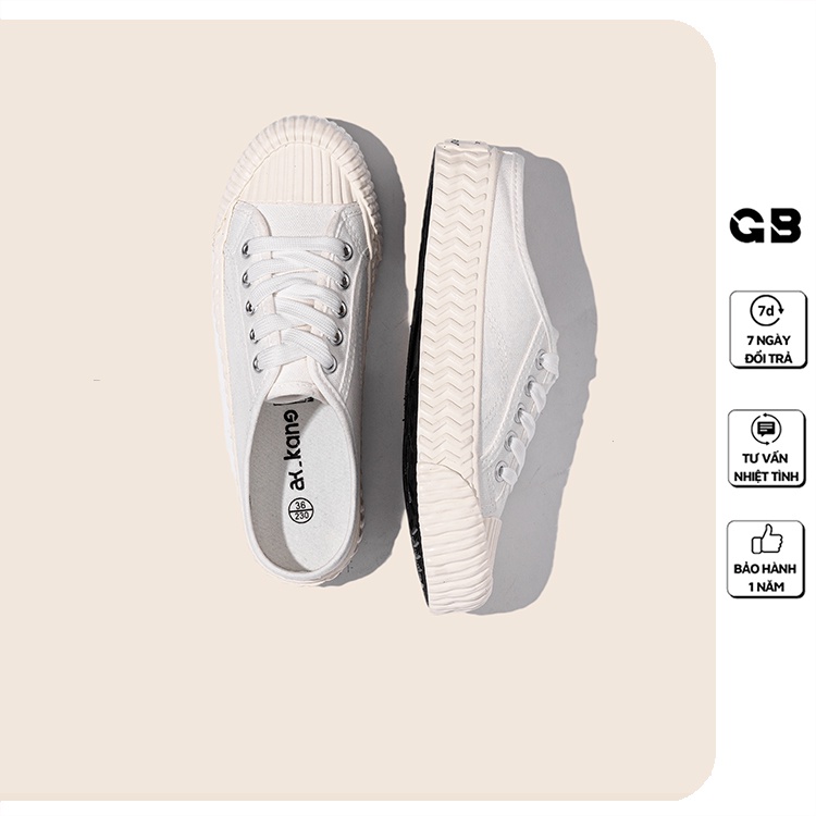 Giày Sục Thể Thao Nữ Giày BOM Sneaker Hở Gót Đế Bệt Vải Canvas Trơn 3 Màu Vàng Đen Trắng giayBOM B1566