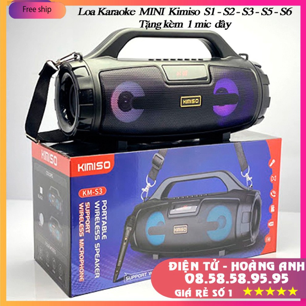Loa Bluetooth Karaoke KIMISO KM-S3 -(S1 - S2 - S5 - S6) (tặng míc Có dây) Quý Khách có Thể mua thêm Míc Không Dây