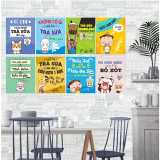 [Mua 3 Tặng 1] Tranh Dán Tường Trang Trí quán Trà Sữa, cafe vô cùng độc đáo