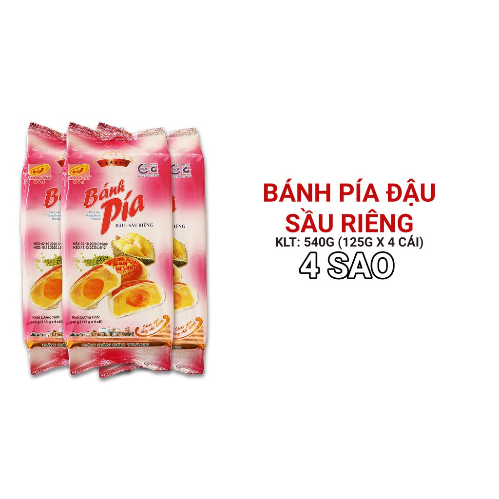 BÁNH PÍA ĐẬU XANH SẦU RIÊNG Loại 4 sao Tân Huê Viên 540g [date mới]
