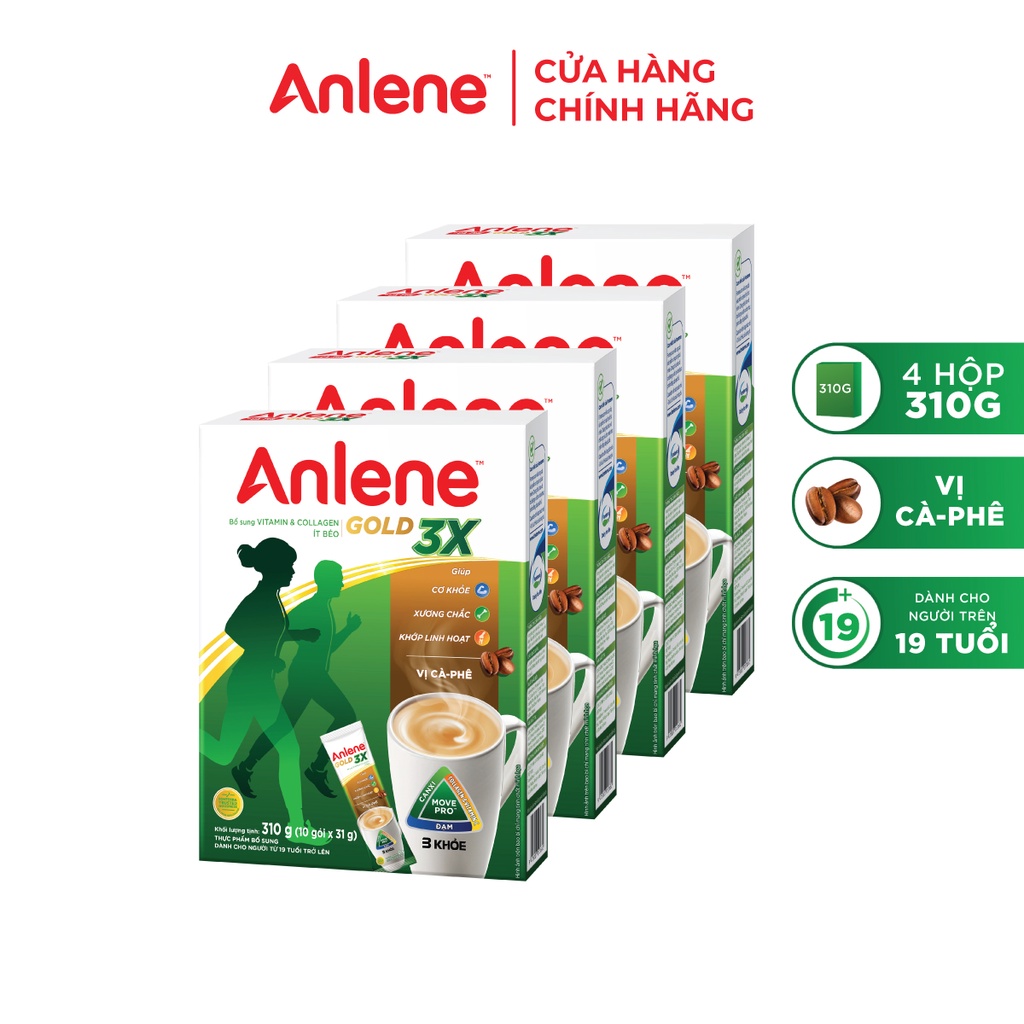 Combo 4 Hộp Sữa Bột Anlene Movemax Hương Cà phê 280g/hộp