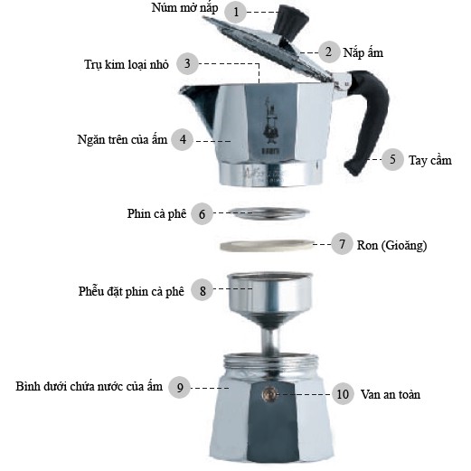 Ấm pha cà phê Moka Express 3TZ (3 cup), bình pha cà phê kiểu Ý