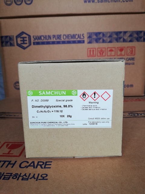 Hóa chất Dimethylglyoxime 98.0% D0569 Samchun Hàn Quốc lọ 25g CAS 95-45-4 C4H8N2O2