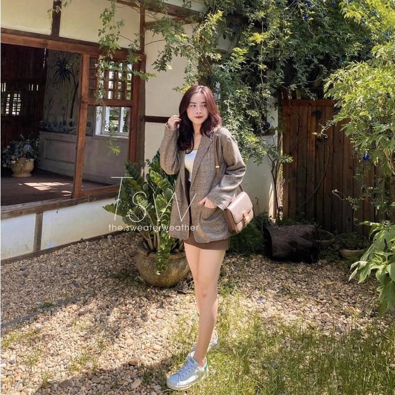 Áo blazer kẻ hàng 2 lớp nhiều màu kèm ảnh thật