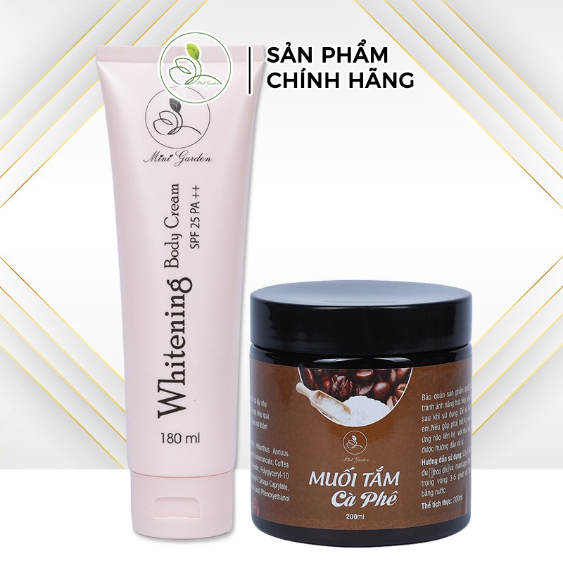 [HOT] Bộ Chăm Sóc Trắng Da 180ml  Minigarden (Kem Body Cream SPF 25 PA ++ 180ml + Muối Tắm Cafe 200 gram) PV1018