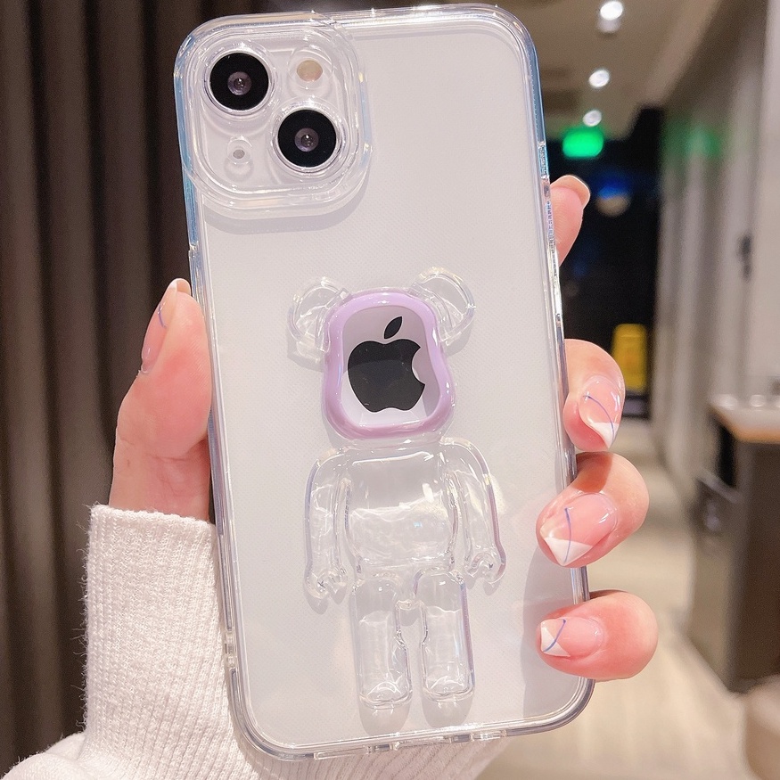 Ốp Điện Thoại Trong Suốt Chống Sốc Chống Va Đập Hình Gấu 3D Cho iPhone 7 plus 8 plus xs max xr 11 pro max 12 pro max 13 pro max