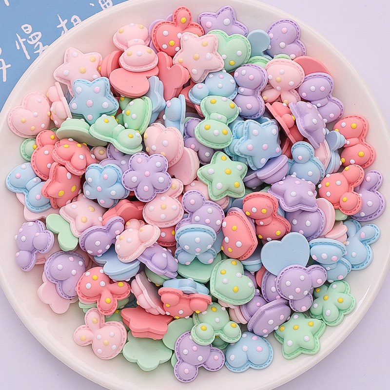 Charm (C502) slime/ Dụng Cụ Charm Trang Trí [Ko Keo &amp; Nút] Họa Tiết Chấm Bi