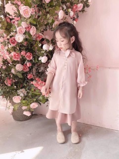 Áo dài lụa gấm tuyết cho bé gái