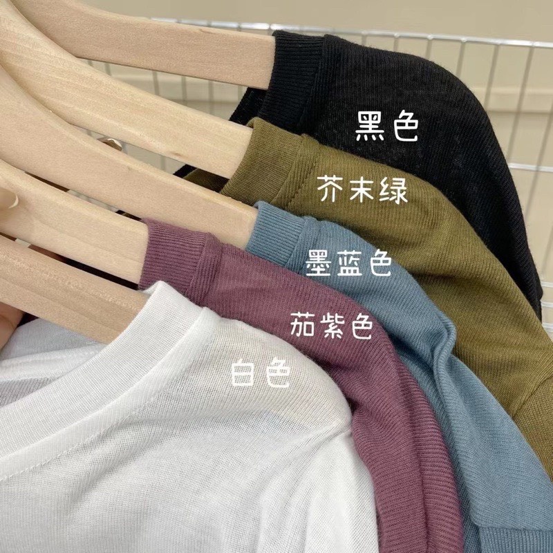 Áo Phông Cotton Giấy Trơn Form Rộng Dài Tay - Áo Thun Nữ Cổ Tròn (có ảnh thật)