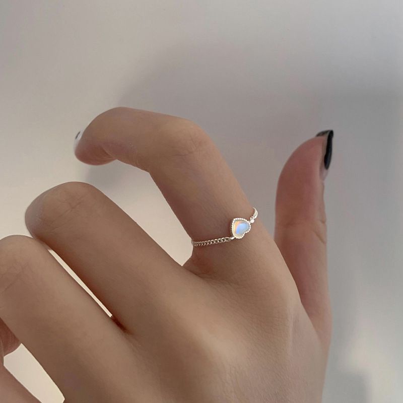 Nhẫn hợp kim hình trái tim đính đá nhiều màu sắc thời trang cho nữ