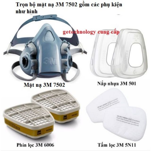 Mặt nạ 3M 7502 trọn bộ sử dụng phin 3M 6006