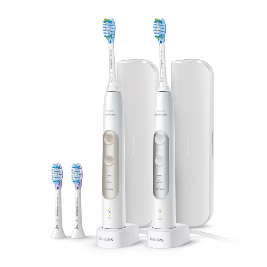 Bộ đôi bàn chải điện Philips Sonicare 6100, ExpertResults, Perfect Clean 7000 - Bàn chải đánh răng điện 3 chế độ.