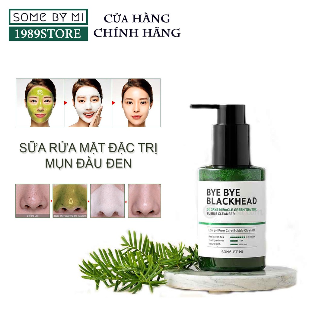 Sữa Rửa Mặt Some By Mi Giảm Mụn Đầu Đen - Bye Bye Blackhead 30 Days Miracle Green Tea Tox Bubble 120ML