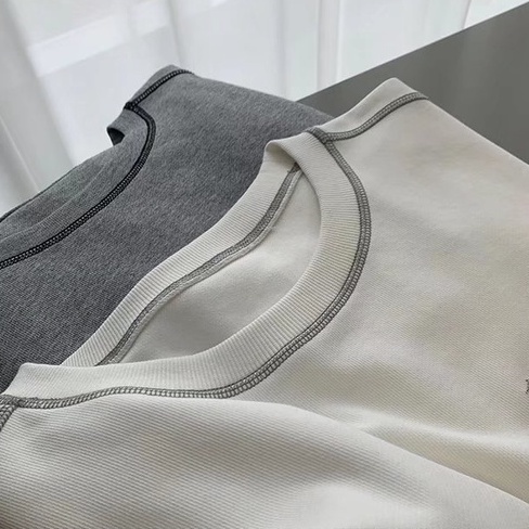 Áo Thun Tay Dài Dáng Rộng Màu Trơn Dễ Phối Đồ Thời Trang Cho Nam