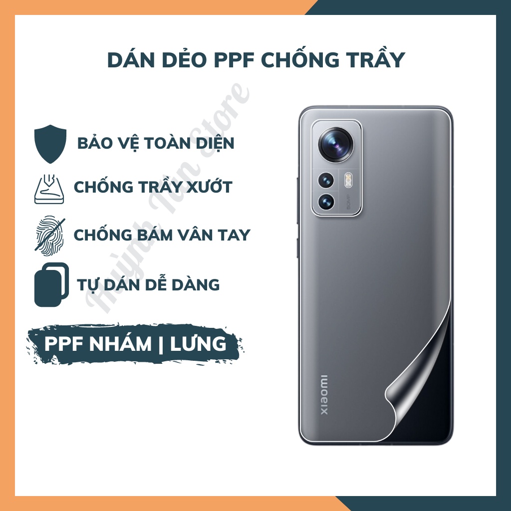 Dán dẻo PPF xiaomi mi 12 12x mi 12s pro 12s ultra trong suốt hoặc nhám chống bám vân tay mua 1 tặng 1 huỳnh tân store