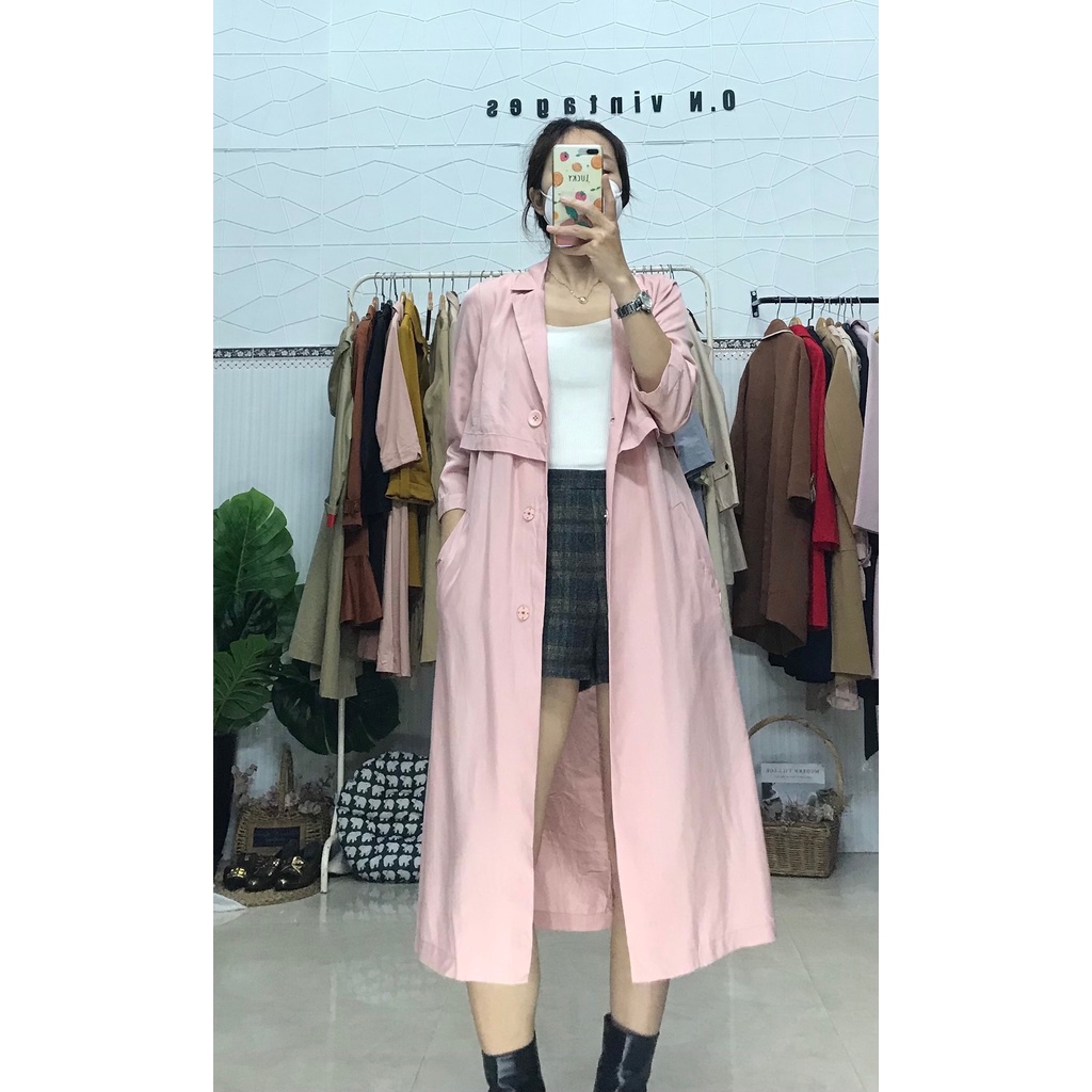 ÁO măng tô màu hồng pastel dáng dài form suông 2hand giá rẻ | BigBuy360 - bigbuy360.vn