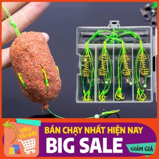XẢ LÔ Hộp 4 lưỡi câu cá, lưỡi lăng xê (lancer) xanh chất lượng đủ kích thước LC-3