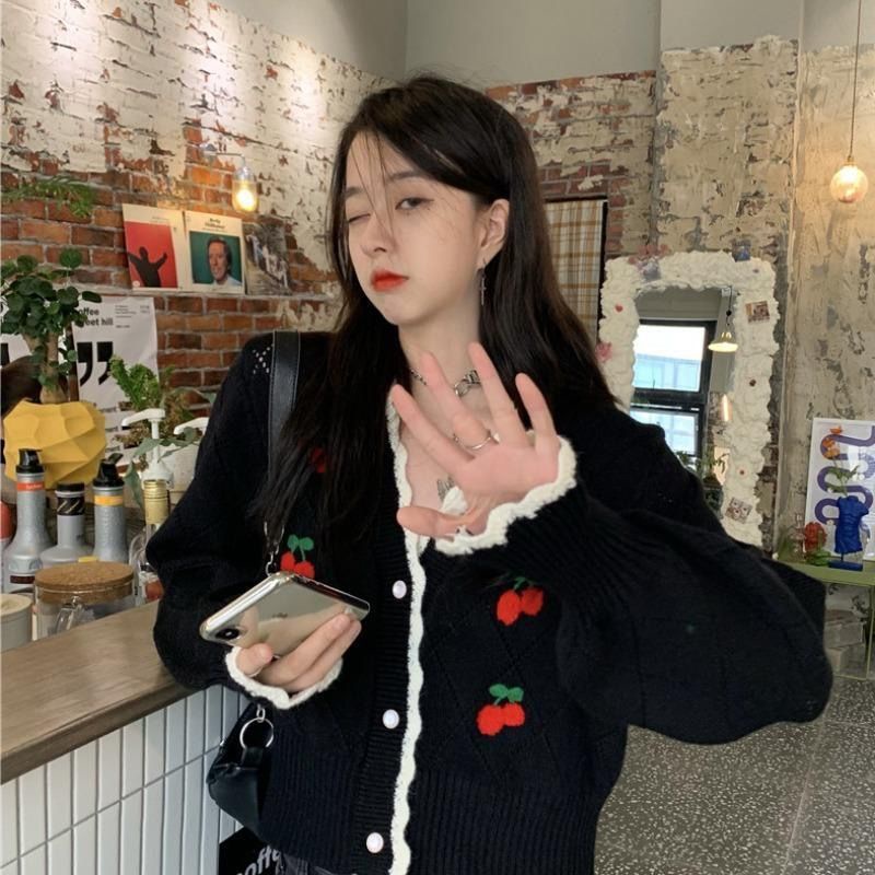 Áo Khoác Cardigan Dáng Ngắn Phong Cách Retro Thời Trang Cho Nữ