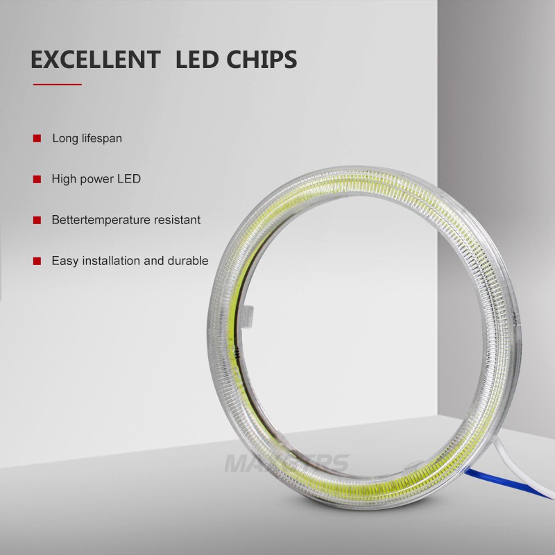 Bộ 2 Đèn Pha LED COB Dạng Vòng Halo Tự Động Phá Sương Mù Cho Xe Hơi / Xe Máy MAXGTRS