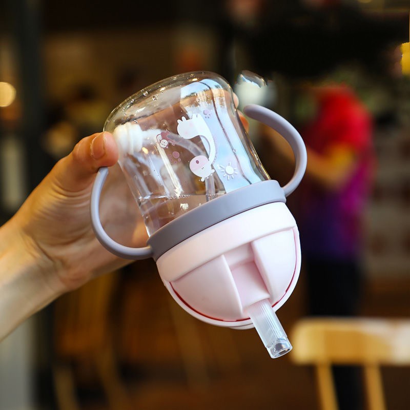 Bình Sữa 250ML Có Ống Hút Xoay 360 Độ Tiện Dụng Cho Bé° Bình Nước Du Lịch Tiện Lợi