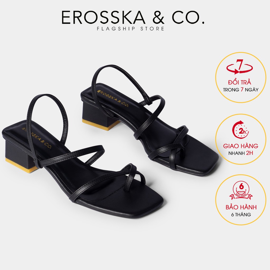 Giày cao gót nữ Erosska xỏ ngón dây mảnh cao 5cm màu đen _ EB024