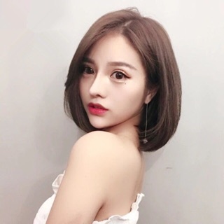 Tóc giả nguyên đầu ngắn vic mái dài tặng lược+ lưới