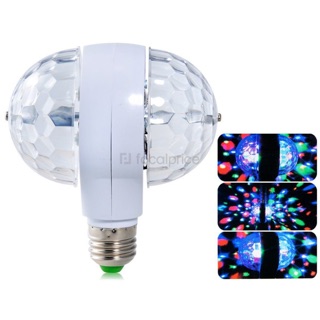Đèn led quả cầu vũ trường  xoay pha lê 7 màu đôi có đế